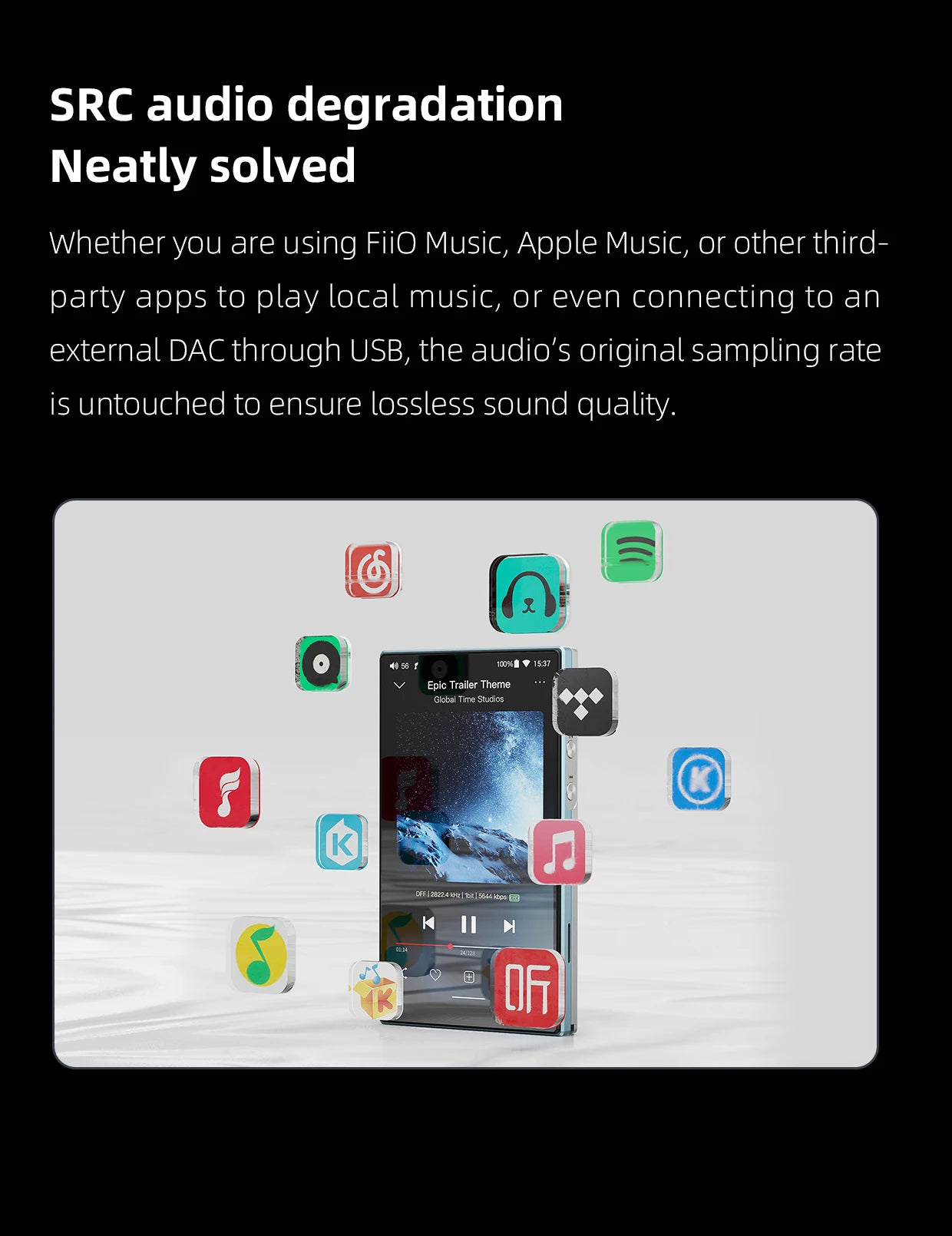 FiiO JM21 Android 13 Hi-Res Music Player MP3 with Snapdragon 680, Bluetooth WiFi USB DAC 12.5H Playtime