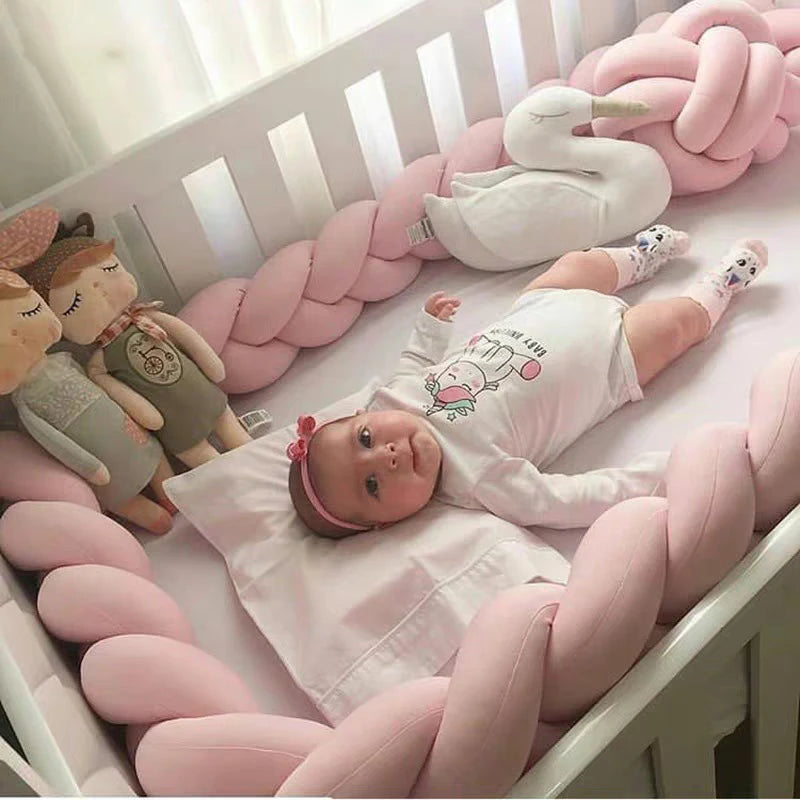 Infant Bebe 1-4M Crib Protector Cot Bumper Bed Braid Knot Pillow Cushion 3 Shares Baby Room Deco Bedding Accessory