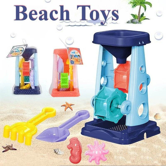 Beach Toy Set for Kids Sand Wheel Sand Bucket Scooter Shovel Rake Sailboat Hourglass Cute Molds Summer Outdoor Sandbox Sand Toys - AIAZ
