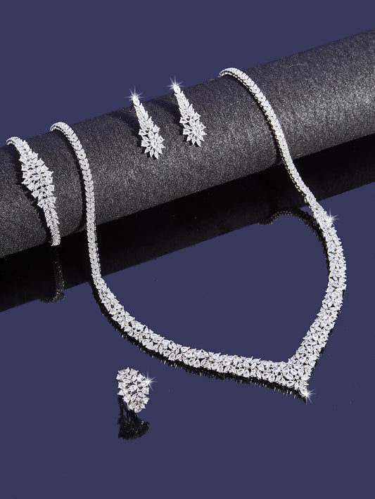 4pcs Bridal Cubic Zirconia Jewelry Sets For Women Party Luxury Dubai Nigeria CZ Crystal Wedding Jewelry Sets