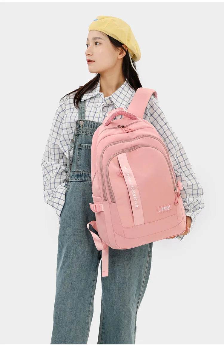 BAIJIAWEI brand college and high school student school backpacks Nylon orthopedic school bags reduces the burden girls schoolbag - AIAZ