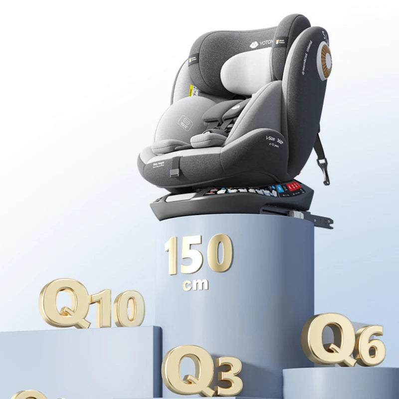 360°Rotating Baby Car Seat 0-12Yrs ISOFIX Child Safety Seat 5-Point Harness Lie-Flat Infant Carrier with Side Impact Protection