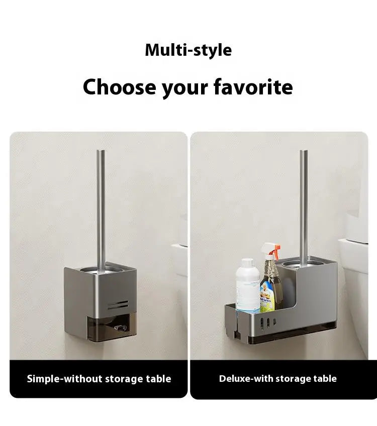 Bathroom Toilet Brush Holder Cleaning Tools Space Aluminum Wall Mounted No Drill Vertical Toilet Brush Bathroom Accessories