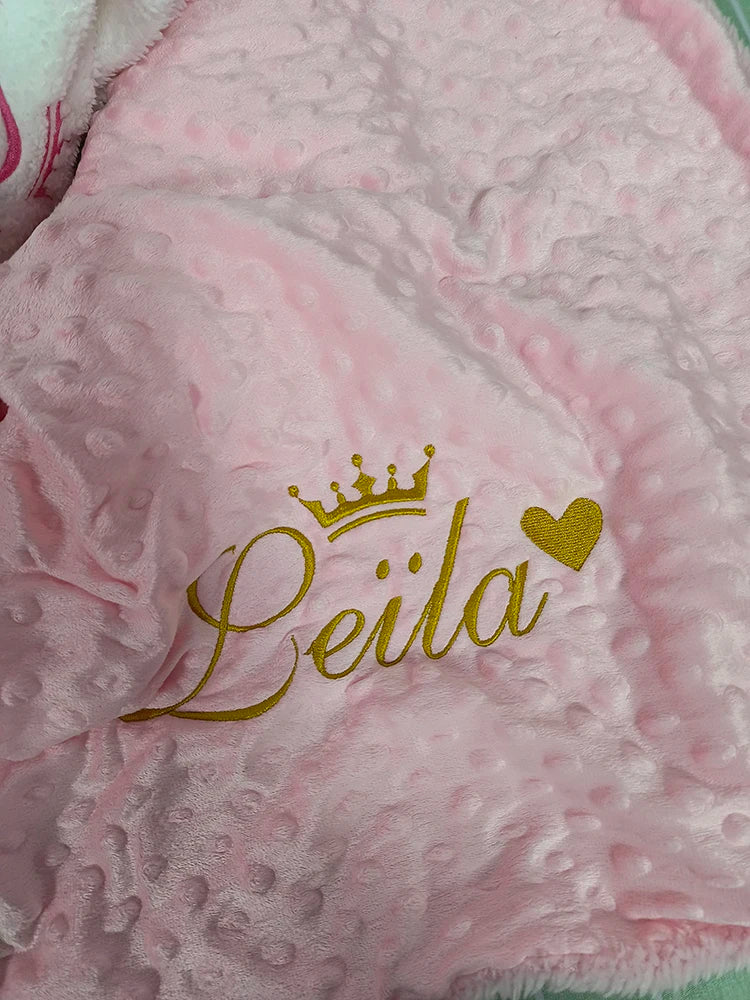 Personalized Bubble Minky Fleece Baby Blanket with Name DIY Custom Toddler Crib Stroller Blanket For Newborn Baby Birthday Gift