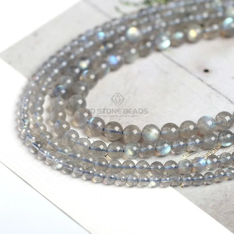 Genuine Nature Blue Light Labradorite Larvikite Gray Moonstone Beads Round Gemstone For Jewelry Making Diy Bracelet Accessories