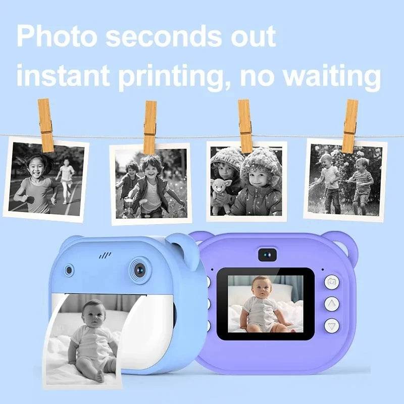 Children Digital Camera Instant Print for Kids Thermal Print Camera Instant Photo Printing Camera Video Toys+32G Memory Card - AIAZ
