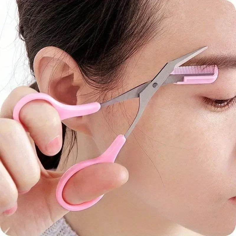 Eyebrow Trimmer Scissor with Comb Facial Eyelash Hair Removal Grooming Shaping Eyebrow Shaver Cosmetic Makeup Accessories New
