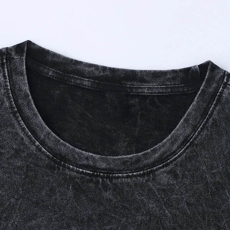 Anime Men's T Shirts Gothic Printed T-Shirt Hip Hop Streetwear Punk Summer Vintage Washed Oversized Tops Men Clothing - AIAZ