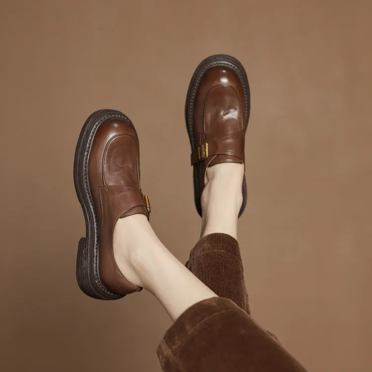 Dress Shoes Women Loafers Cow Leather Sheepskin Rubber Formal Business Suit Ladies 2025 Spring Autumn Handmade