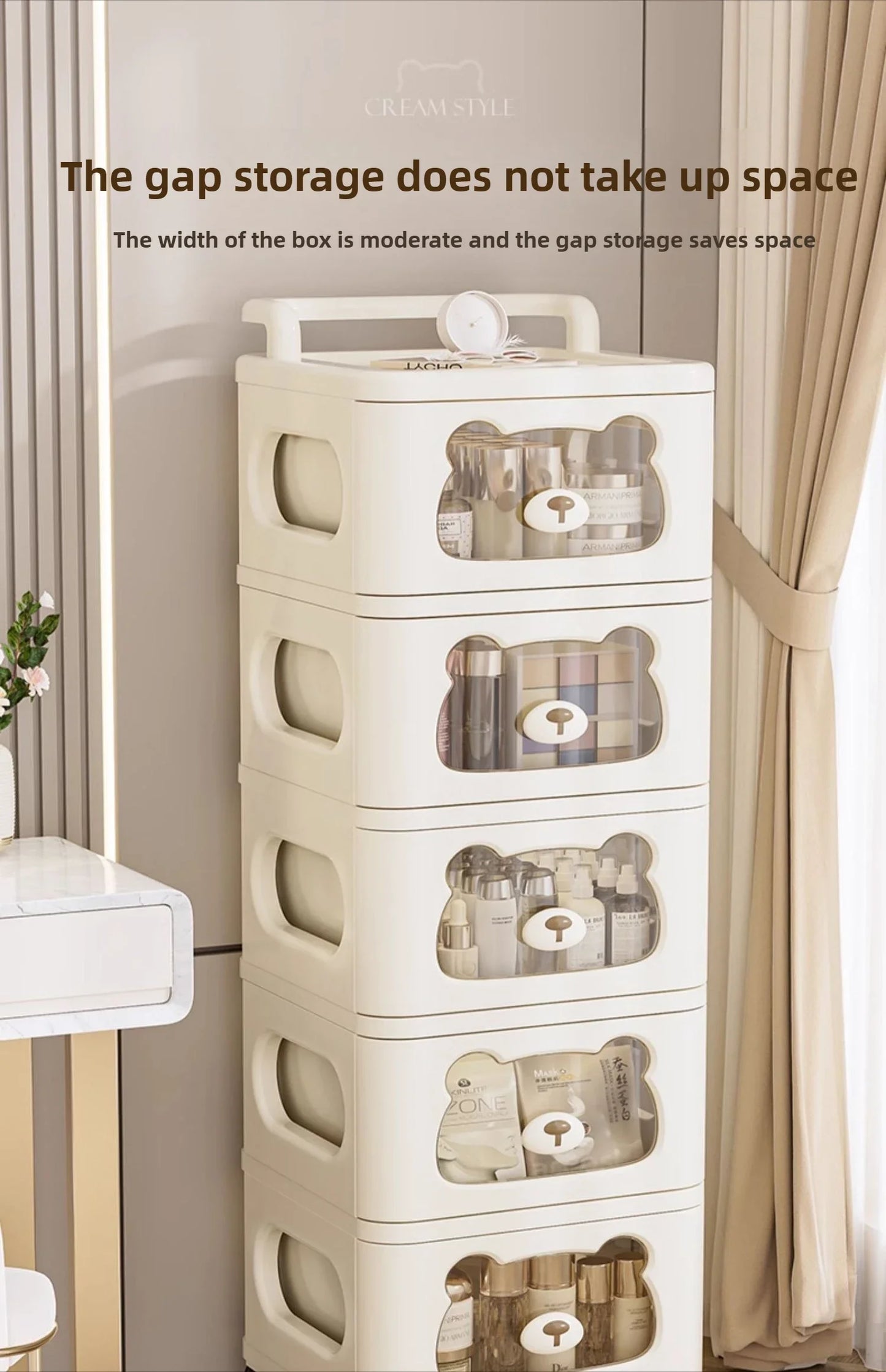 Household handcart baby snack toy storage rack, multi-layer drawer style storage rack, movable storage cabinet