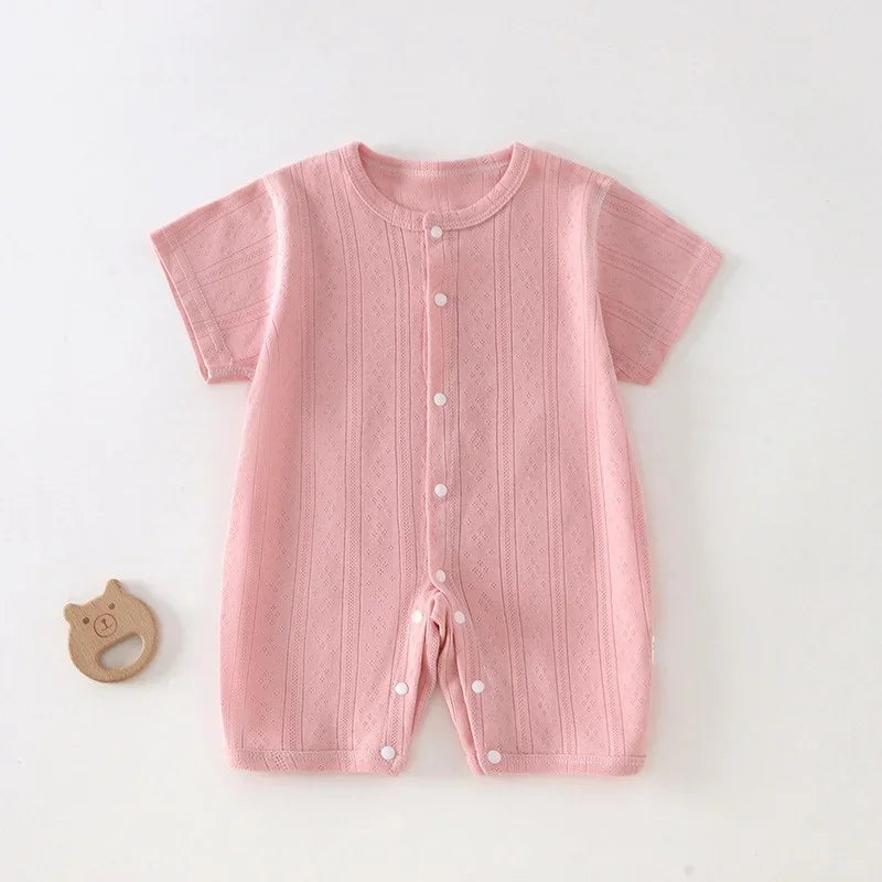 Baby Short Sleeved Jumpsuit Summer Newborn Breathable Mesh Air Conditioning Suit Boys Girls Infant Thin Sleepwear Crawling Suits