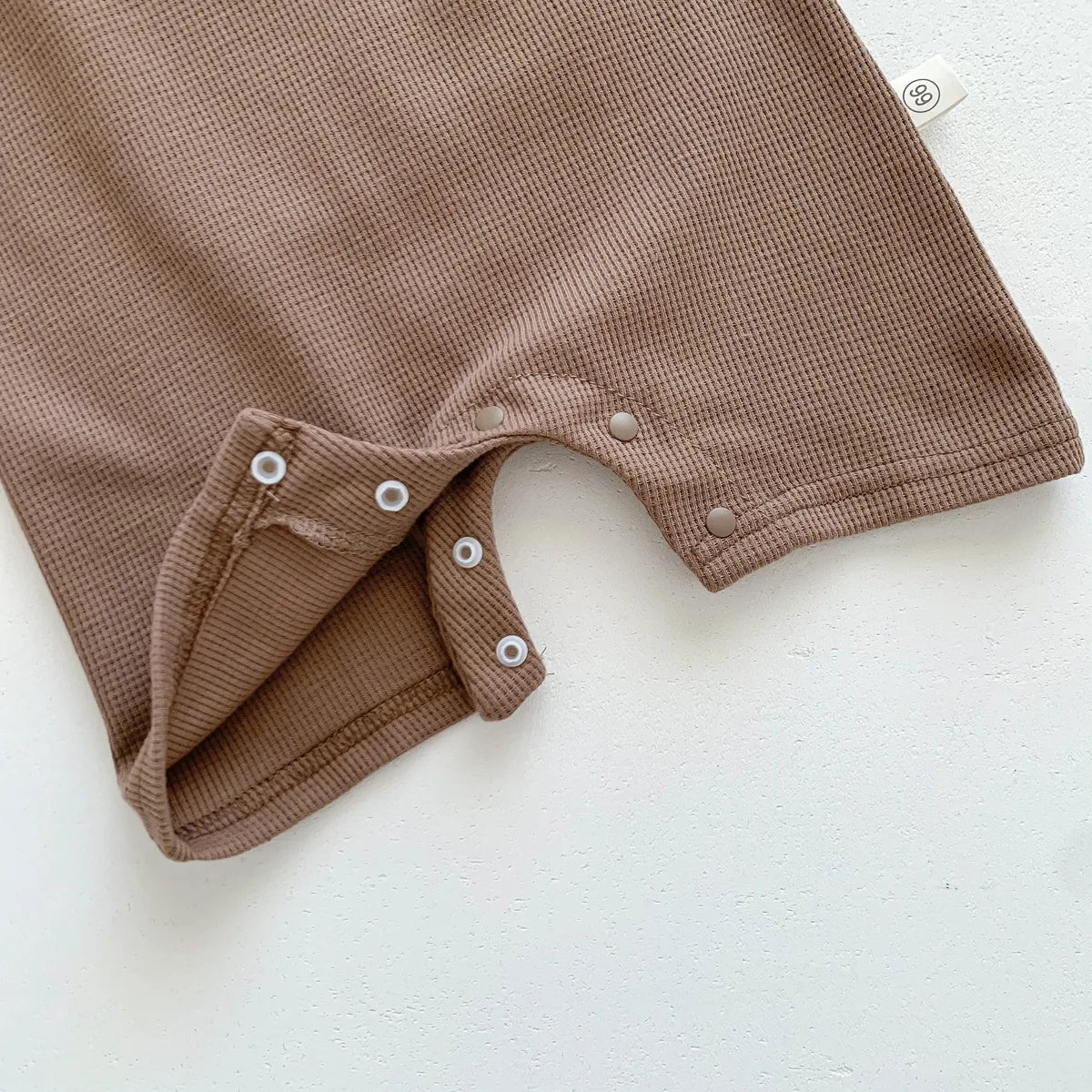 New In Summer Kids Baby Girls Boys Short Sleeve Waffle Patch Bear Infant Newborn Jumpsuits Cotton Romper Gift Hat with Ear