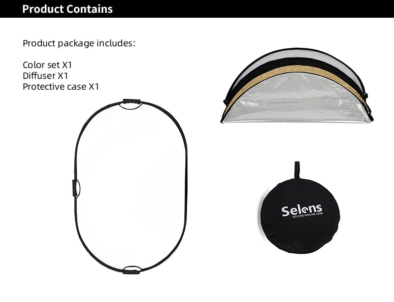 Selens Portable 5 in 1 Reflector 60x90cm Oval Round Reflector Photography Accessories Diffuser Photo Studio Kits fotografia 반사판