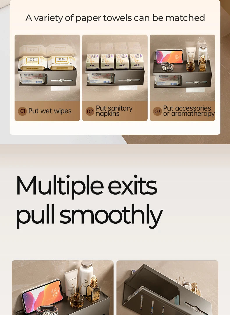 Toilet Paper Holder Wall-Mounted Carbon Steel Toilet Paper Holder Tissue Rack Bathroom Tissue Holder Bathroom Accessories