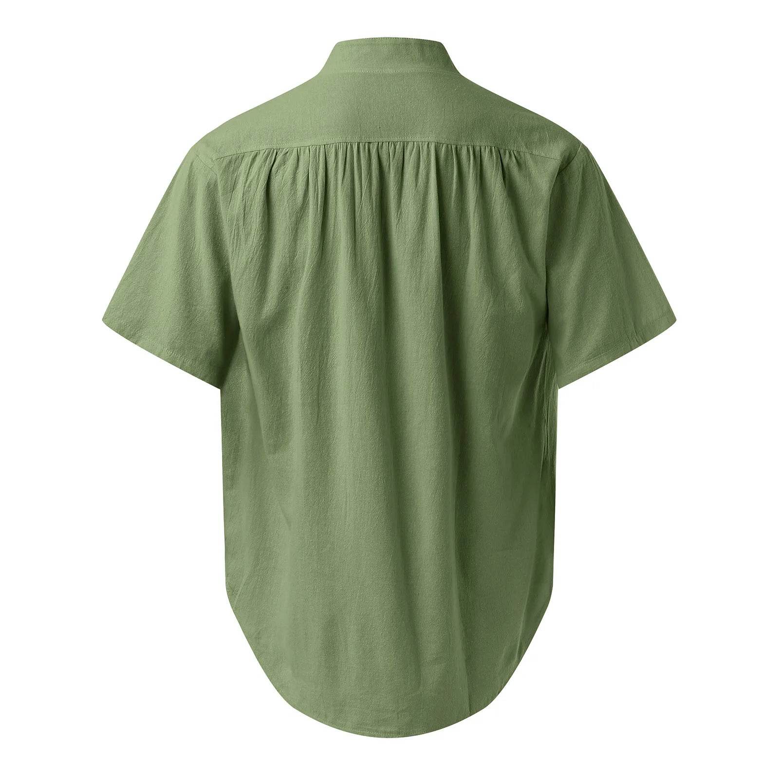 Medieval Costume Shirts Men Short Sleeve Vintage Renaissance V Neck Lace up Blouse Tops - AIAZ