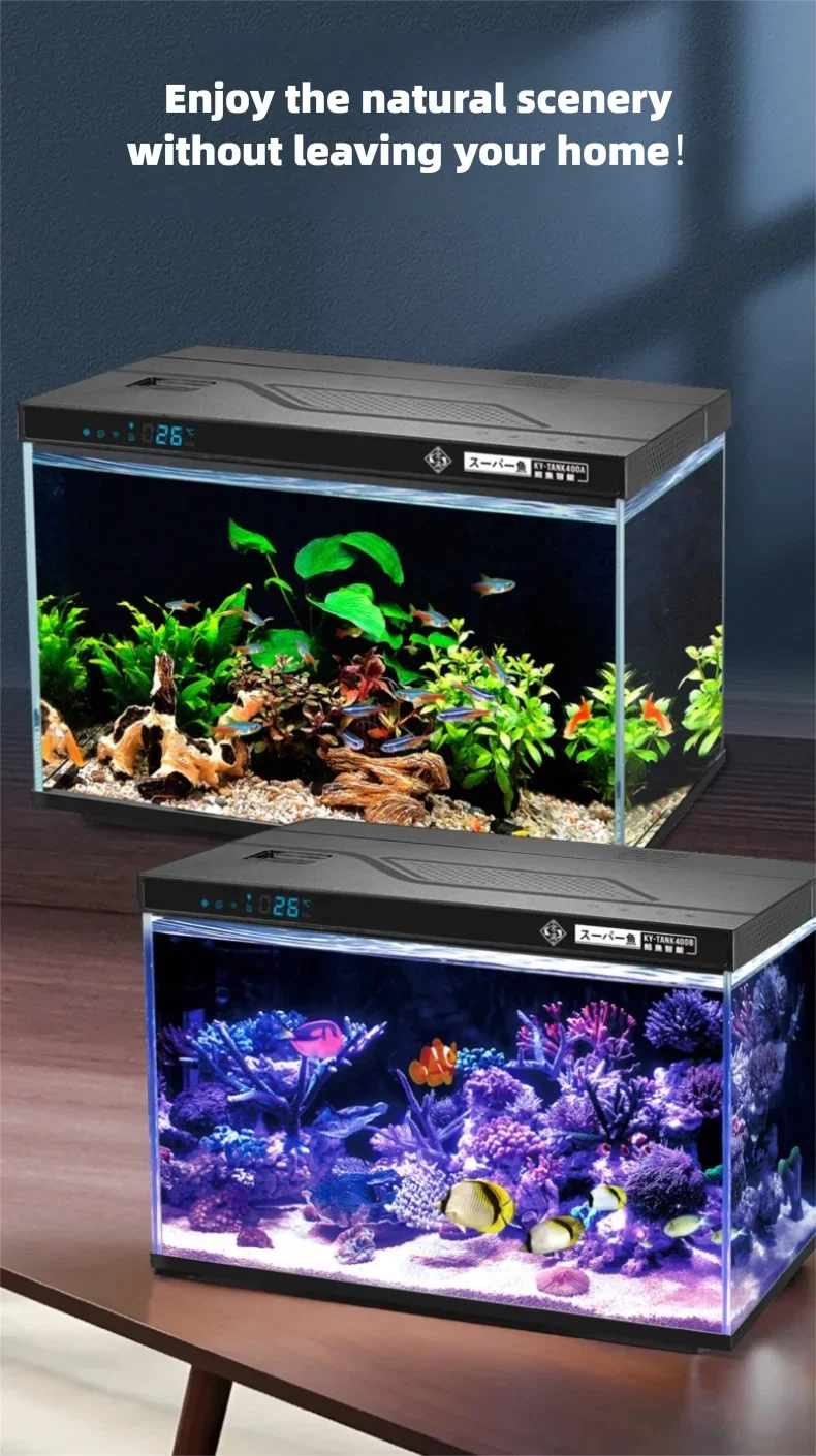 Cool Fish Aquarium Smart Desktop Fish Tank APP Touch Control Silent Air-Reduction Coral Reef for Marine Freshwater