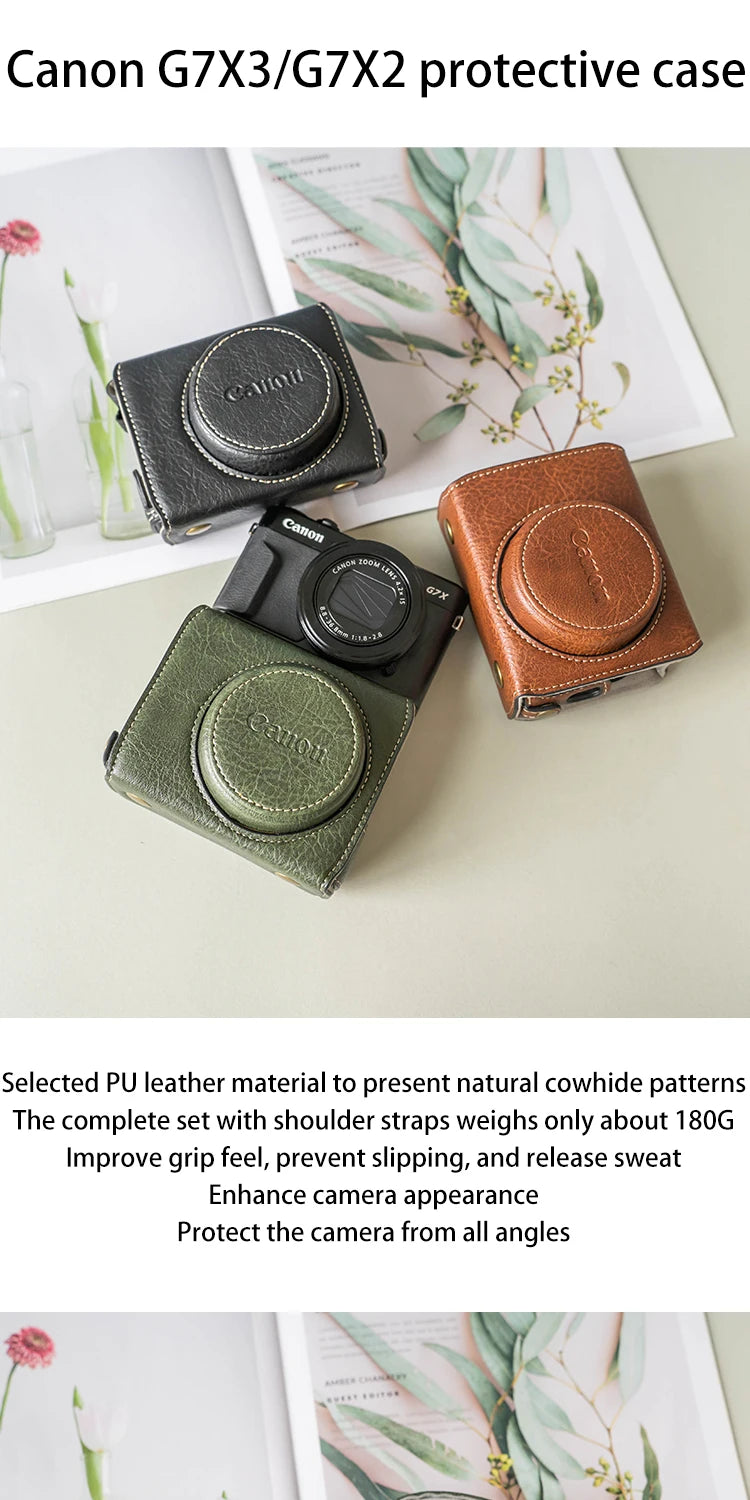 new luxury handwork Camera PU leather Bag Body BOX Case For canon G7X2 G7X3 G7X Mark ii iii Protective sleeve shell