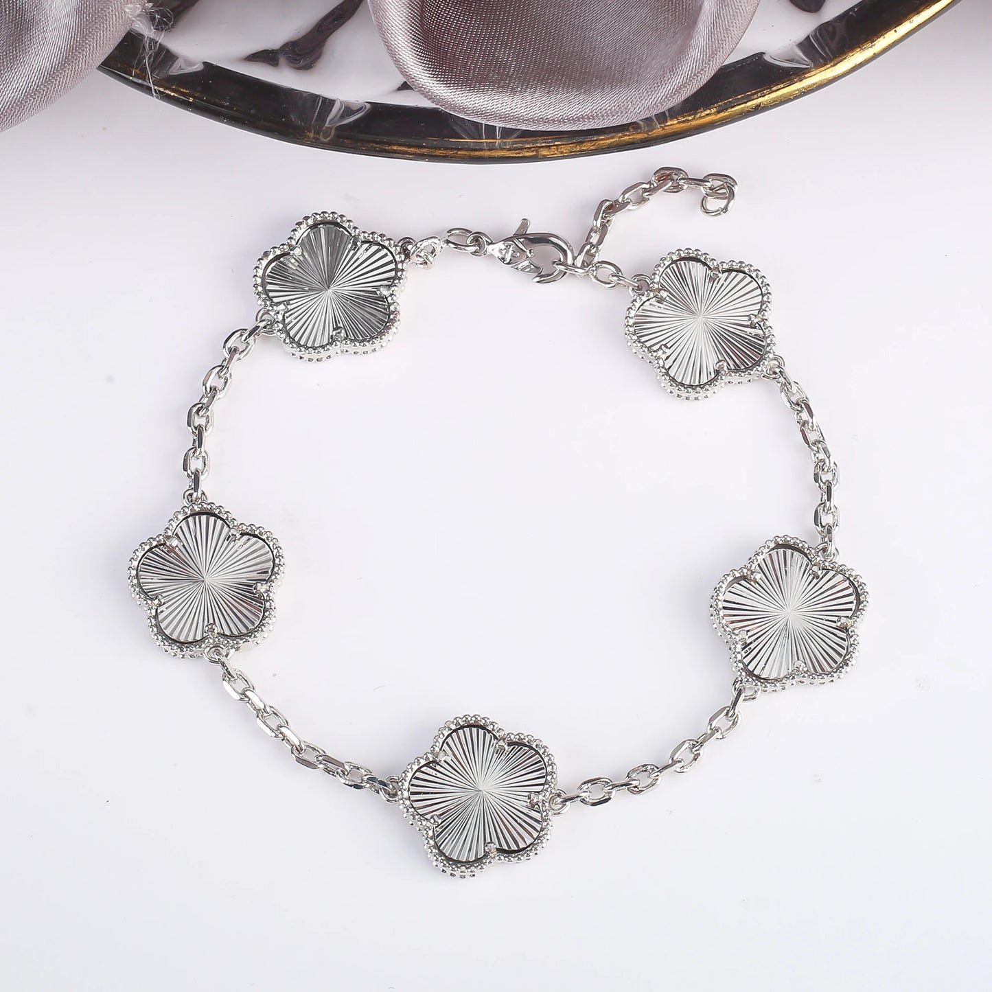 Hot Sale 11 Color Natural Stone Five Leaf Flower Plant Adjustable Bracelet Classic for Woman Fashion Party Jewelry Gift Clover