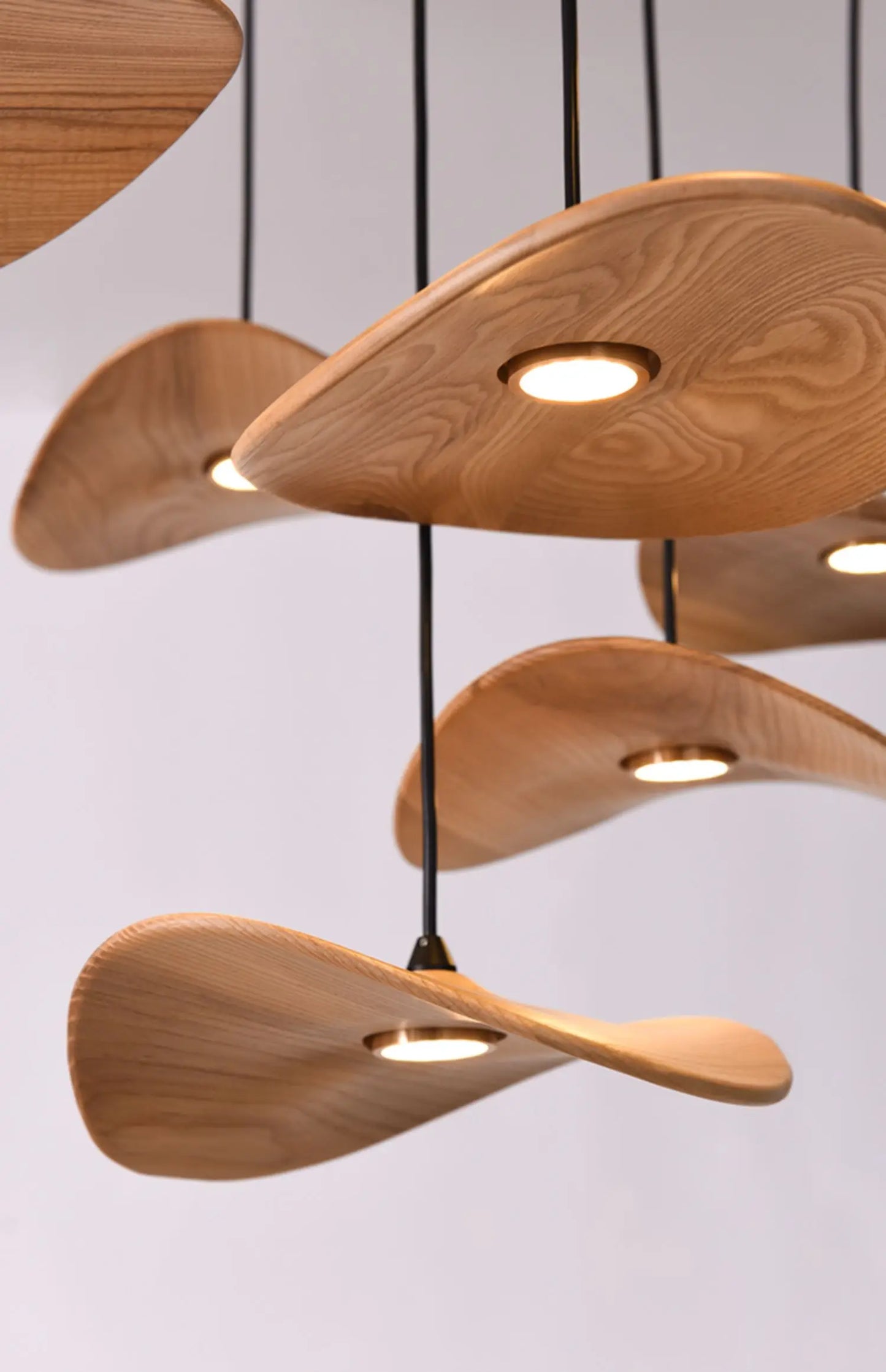 Japanese Lotus Leaf Chandelier Wabi Sabi Solid Wood Lamp Living Dining Room Zen Tearoom Villa Duplex Kitchen Island Linear Light