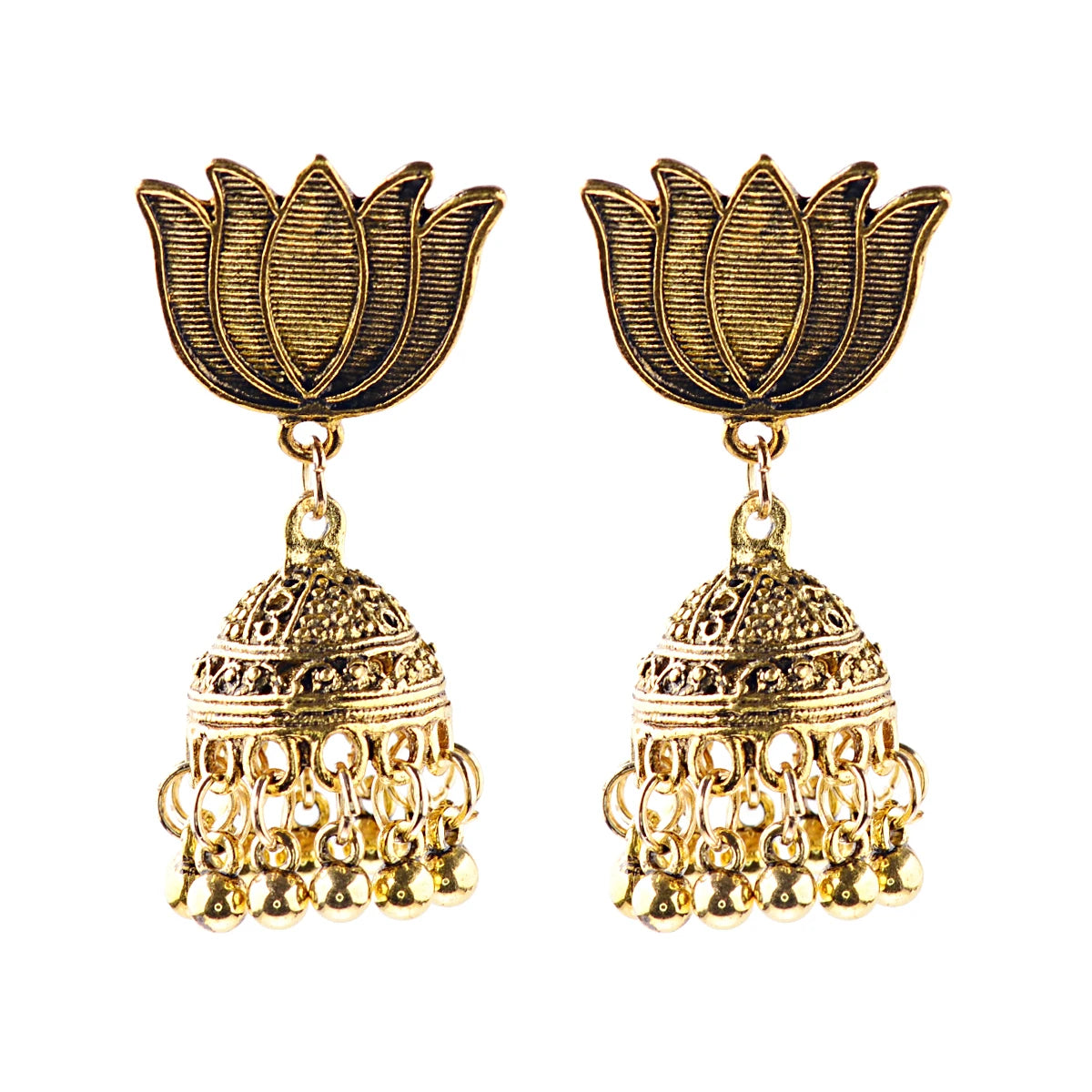 Boho Afghan Ethnic Drop Earrings For Women Pendient Gold Color Gyspy Silver Color Bell Ladies Indian Earring Jewelry