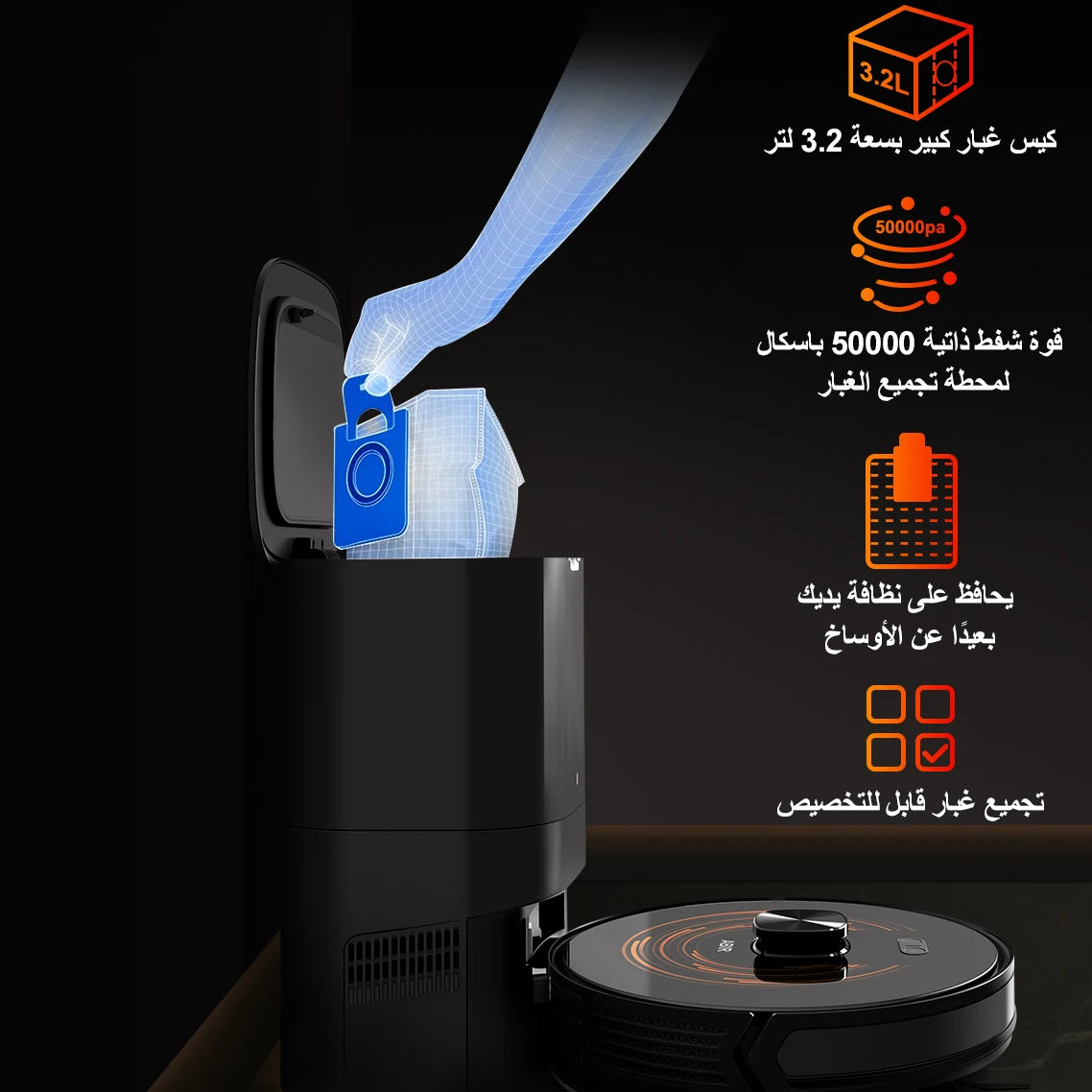 Robot Vacuum Cleaner K30 Self-cleaning dustbin, Dual Laser,UV Spot Cleaning,240mins Runtime, Auto Smart Carpet Floor Washing