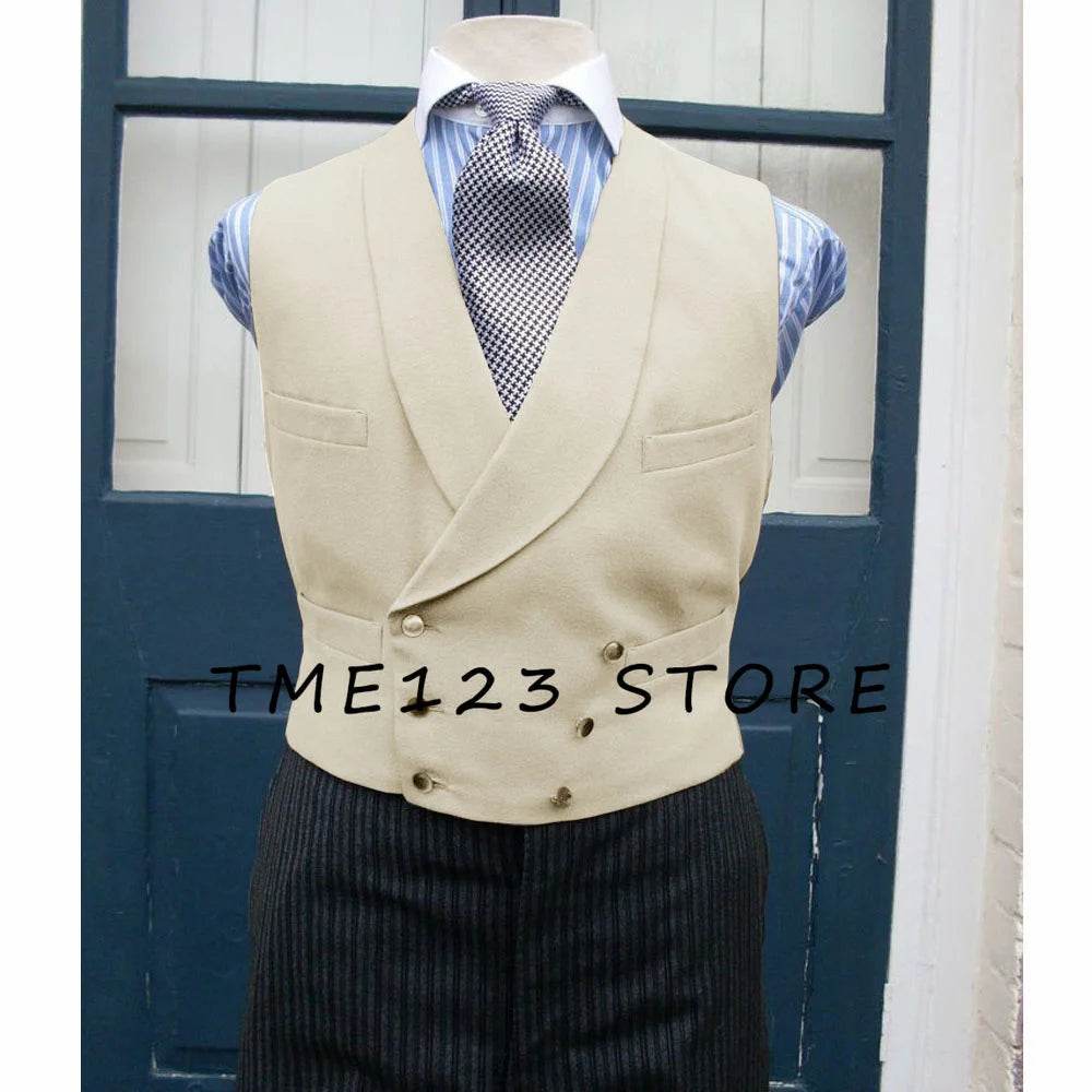 Men's Serge Casual Vest Business Double Breasted Vest Full Men's Suit Male Clothes Formal Suits Vests Clothing - AIAZ