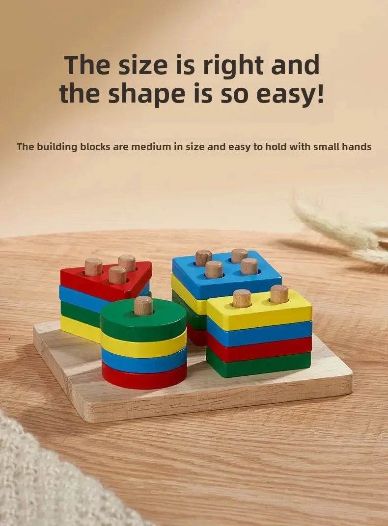 For montessori educate Wooden Sorting Stacking Toys Puzzle for Toddlers and Kids Preschool Fine Motor Skill Toy for 1 Years - AIAZ