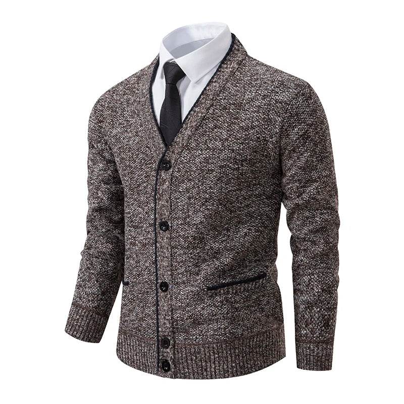 Men's knitted cardigan casual V-neck autumn and winter new sweater coat - AIAZ
