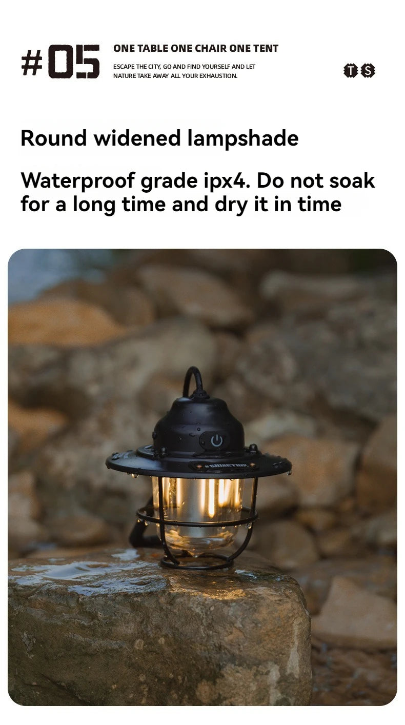 Shine Trip Outdoor Retro Smalldroplight, Campsite Lamp, Atmosphere Lamp, USB Charging Tent Light, LED Camping Hangling Lamp