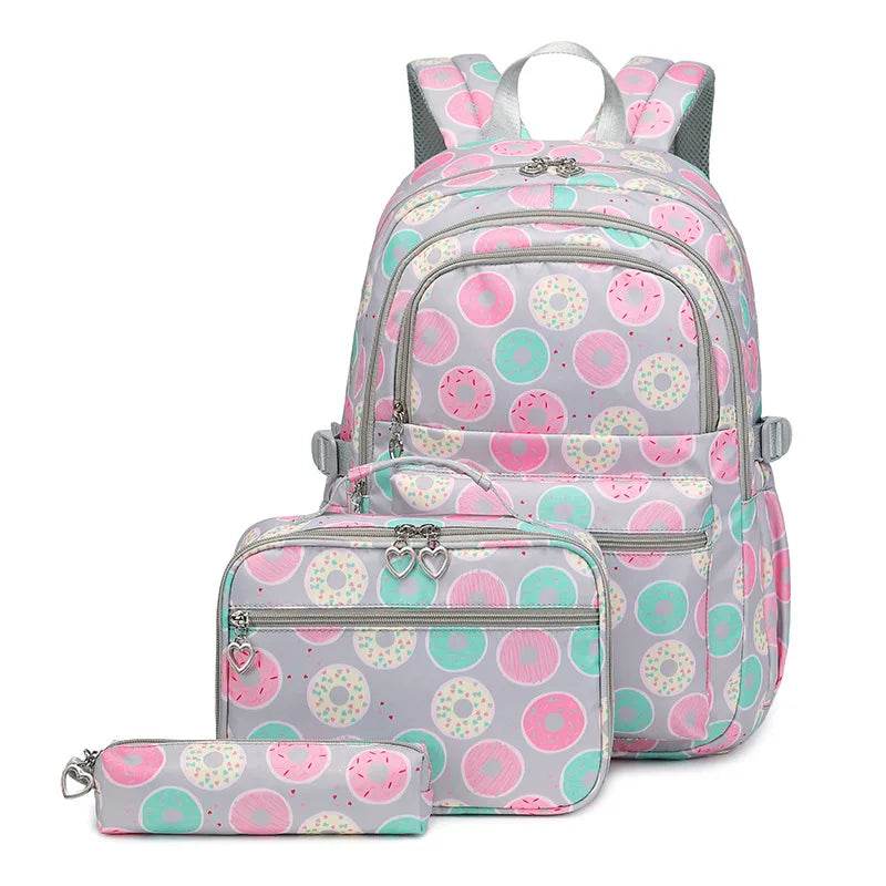 2025 New 3 Pcs Sets Student Schoolbag Girls Fashion Leisure Large Capacity Backpack Junior High School Shoulders Backpack - AIAZ