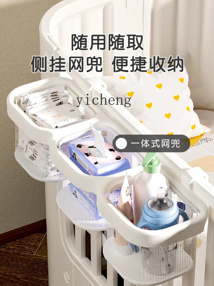 zz  Movable Crib Bed Diaper-Changing Table Lifting Multifunctional Children's Bed Cradle Newborn