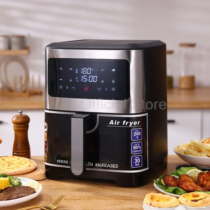 1400W 6L Smart Air Fryer Oven Large Capacity 360 Hot Air Circulation Transparent Window Healthy Cook for Home Kitchen Appliance