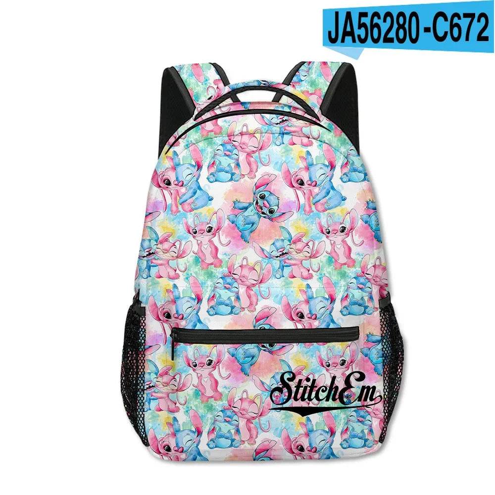 Stitch Primary School Student Anime Backpack Cartoon Large Capacity School Bag Printing Anime Kawaii Cartoon School Bag Mochila - AIAZ