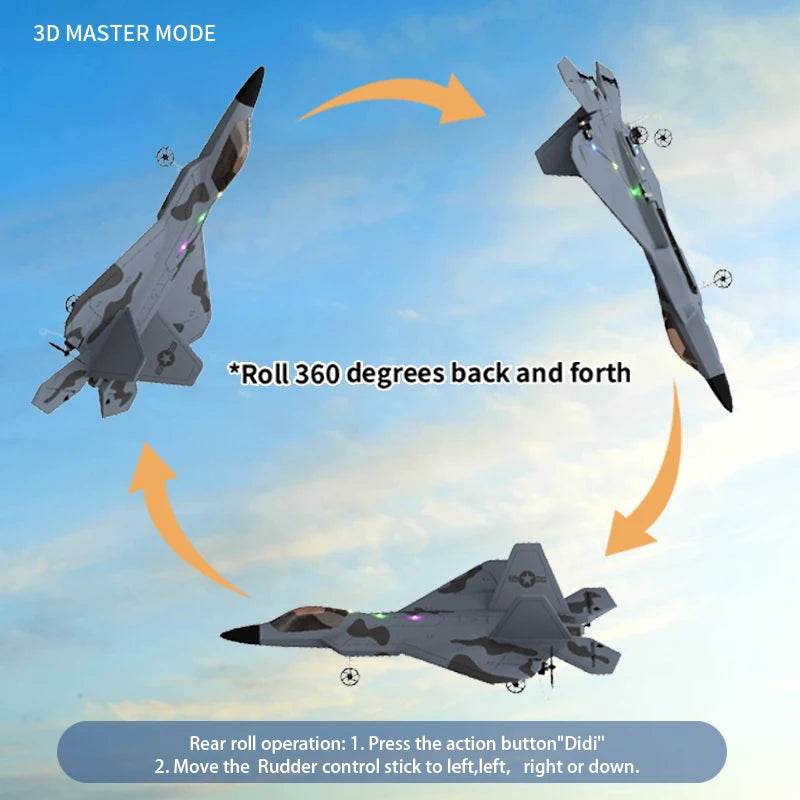 2024 New F22S 2.4G 4CH 3D6G RC Airplane Raptor F22 Warplane WLtoys A180 Upgrade Version LED Light With Gyroscope Out Door Toys - AIAZ