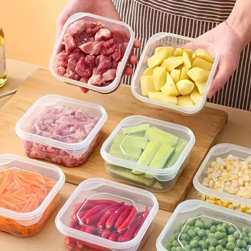Stackable Food Storage Boxes with Lids - Microwave Safe Containers for Meat, Veggies, Fruits & Grains - Kitchen & Camping Use