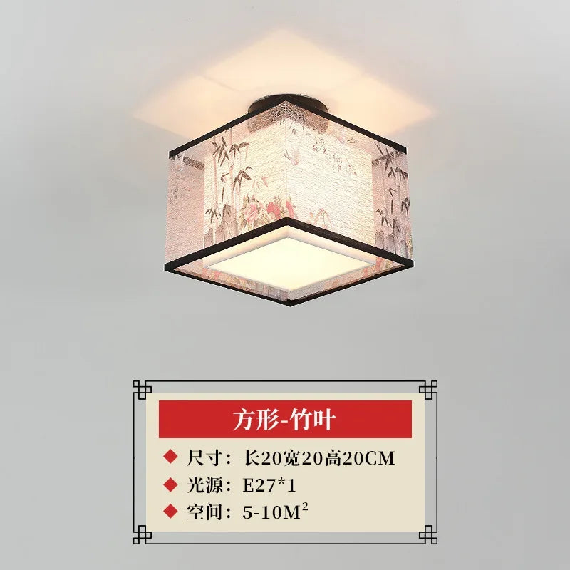 New Chinese Chandelier Lustre Ceiling Lamp Simple Corridor Chinese Painting Ceiling Lights Creative Suspendu Lotus Led Lighting