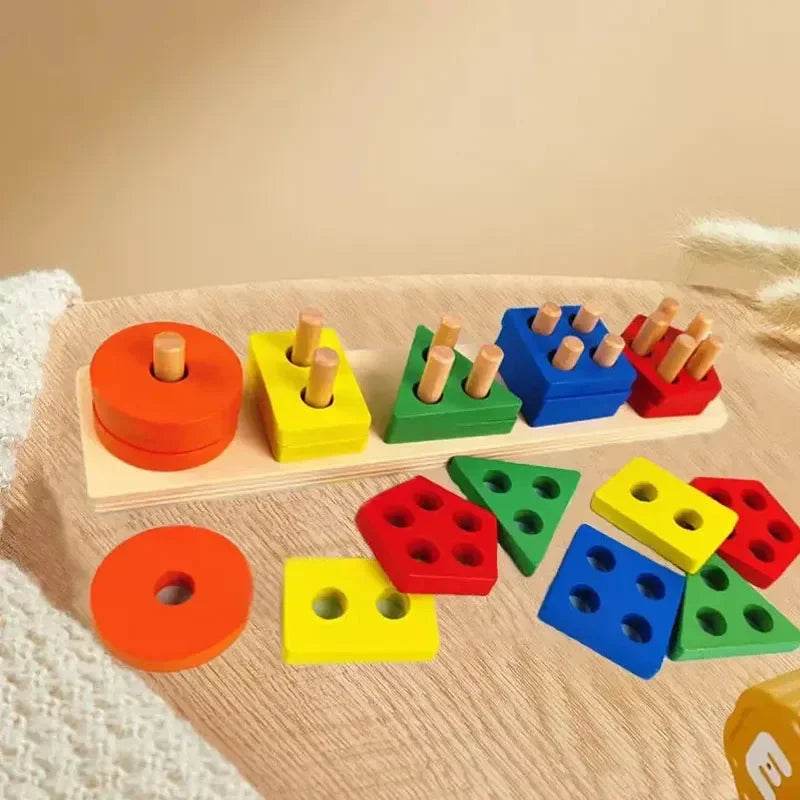 For montessori educate Wooden Sorting Stacking Toys Puzzle for Toddlers and Kids Preschool Fine Motor Skill Toy for 1 Years - AIAZ