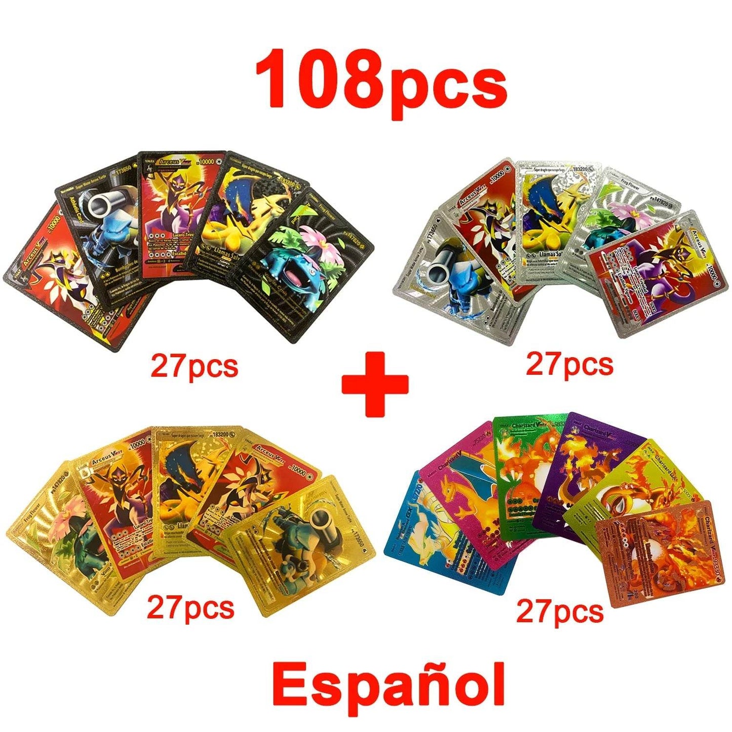 Pokemon Cards Vmax GX Gold Foil Flash Card English Spanish Colorful Pikachu Charizard French German Game Battle Collection Cards - AIAZ