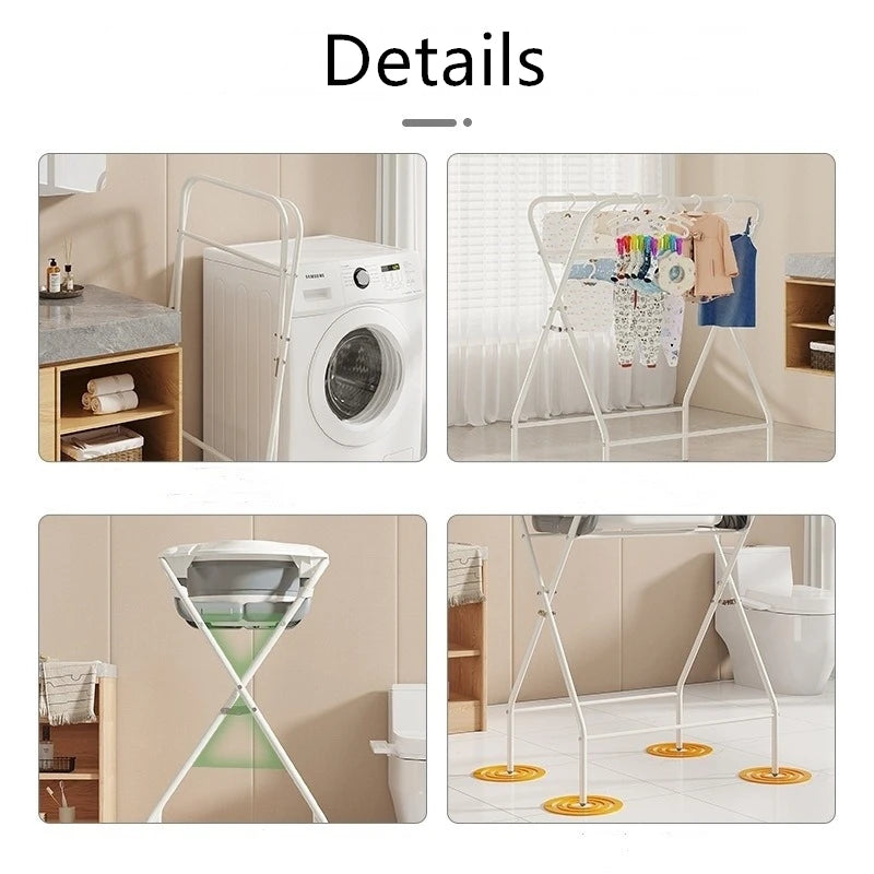 Collapsible Baby Bath & Folding Stand With Ergonomic Infant Cushion for Newborns & Toddlers - Complete Bathing Station