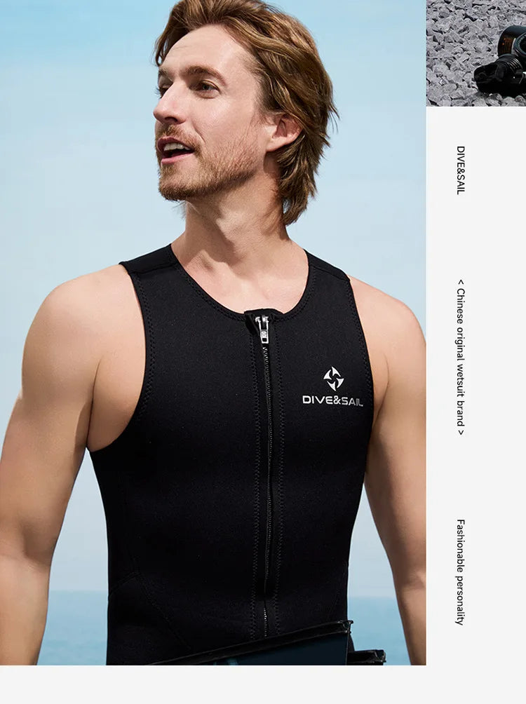 2MM Diving Pants Sunscreen Cold Proof Warm Men Women Neoprene Diving Vest Sleeveless Wetsuit Top Surfing Snorkeling