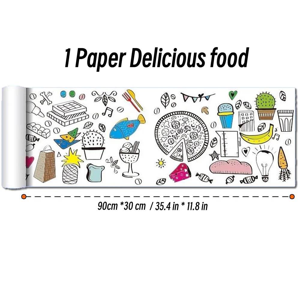 90cm Animal Children's Drawing Roll DIY Coloring Paper Roll Color Filling Graffiti Paper-cut for Kids Painting Educational Toys - AIAZ