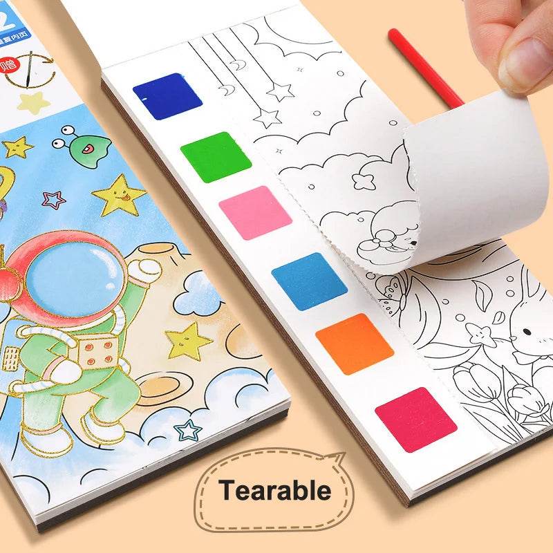 12Pages Coloring Books Portable Watercolor Painting Book Graffiti Picture Books Painting Drawing Toys For Children Gift - AIAZ