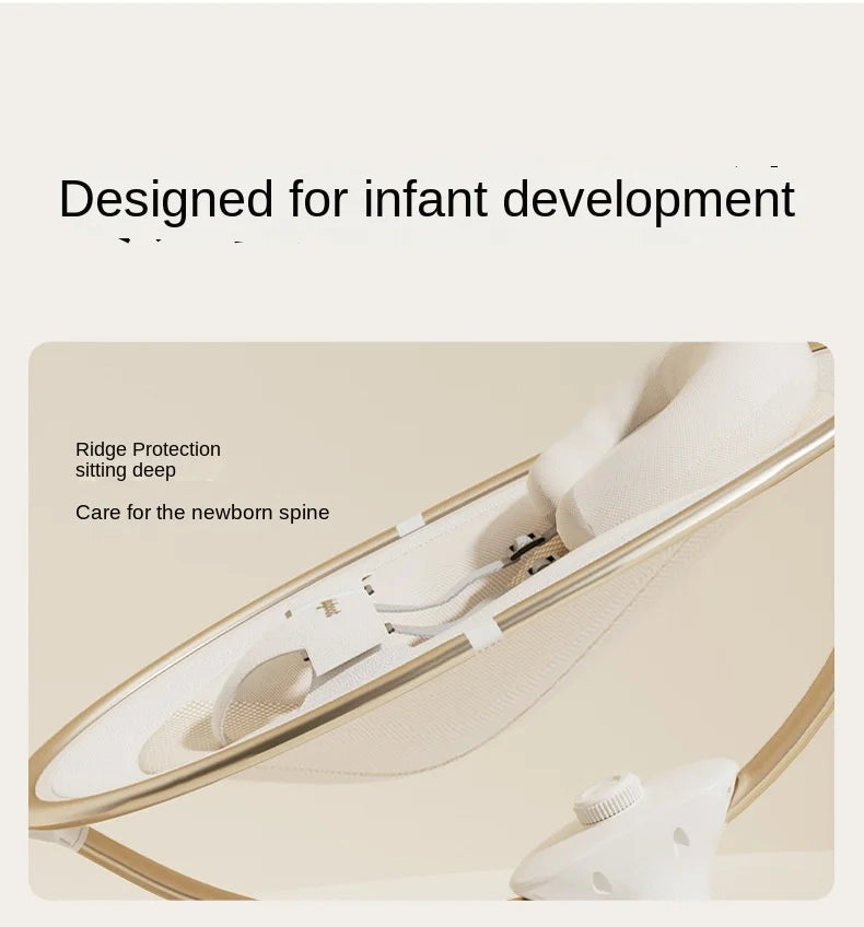 Baby Rocking Chair Electric Smart Wireless with Music & Timer Mosquito Net Baby Cradle Bassinet for Newborn Baby