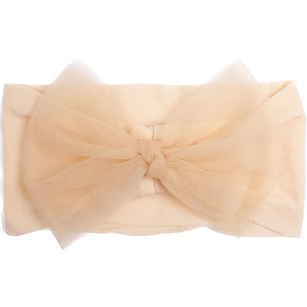 Pudcoco Baby Girls Headbands Soft Tulle Bow Head Wraps Fashion Hairbands for Newborn Infants 0-2T