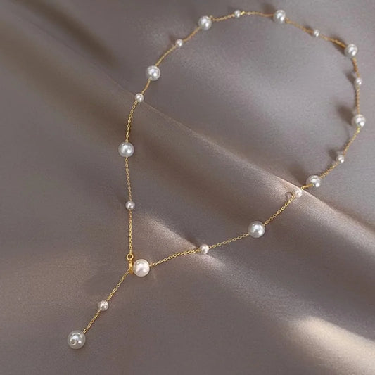 XF800  Solid 18K Gold Natural Pearl Necklace Au750 Fine Jewelry Chocker Round Aniversary Gift For Women White X536