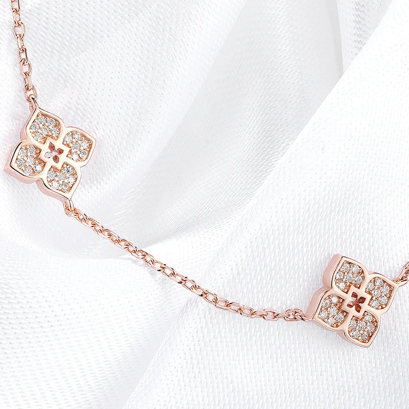 Smyoue 18k Plated Flower Moissanite Choker Necklace for Women Girls Neck Chain Sparkling 925 Sterling Silver Jewelry Pendant