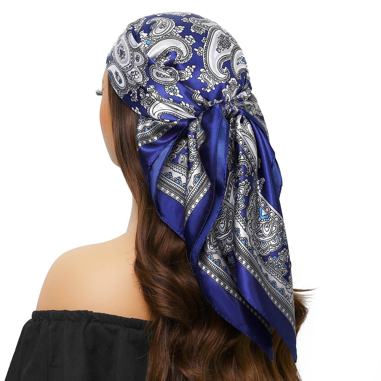 Head Scarf Women Luxury Brand Square 90*90cm Silk Foulard Satin Bandana Cheveux Soft Neckerchief Hijab Hair Scarves For Ladies - AIAZ