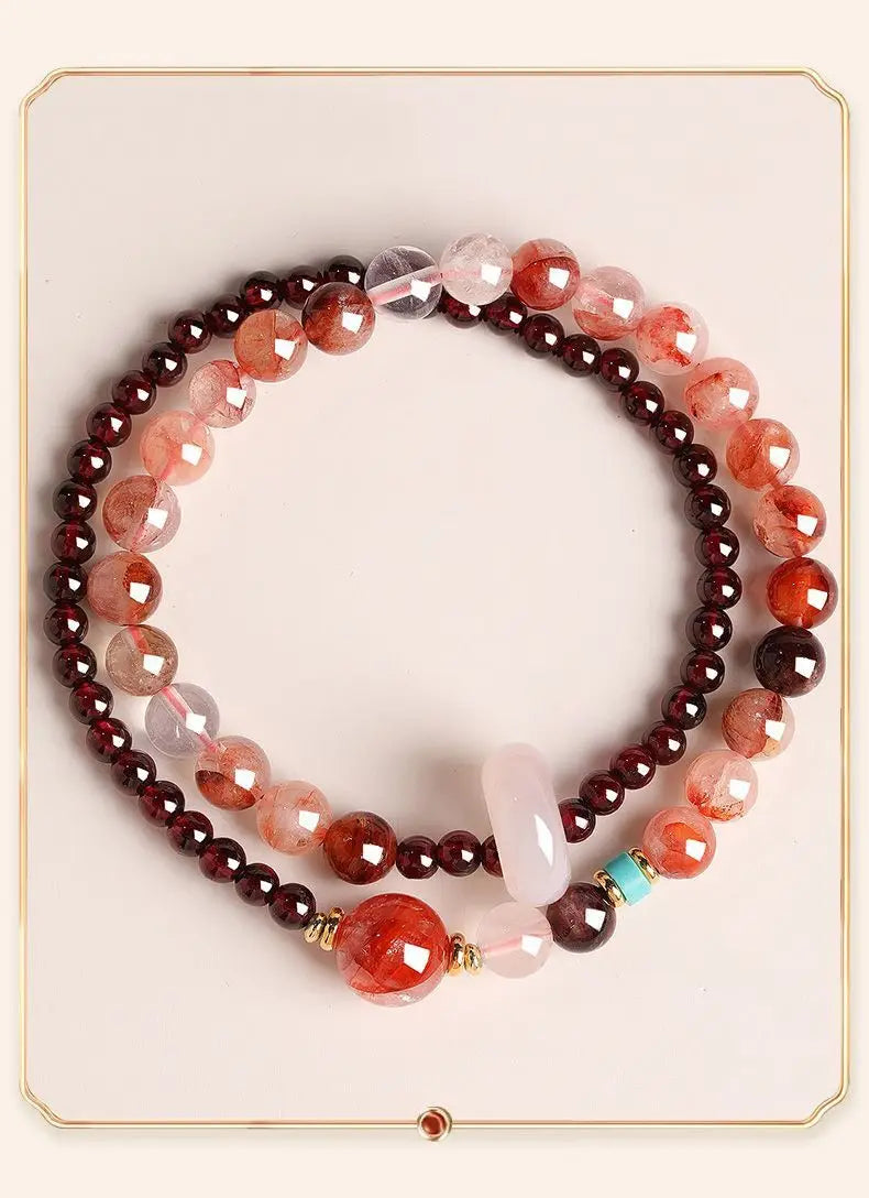 FORWELL Natural Stone Crystal Beads Semi Precious Women's Bracelet Amethyst Multi Layered Combination Bracelets Luxury Gift