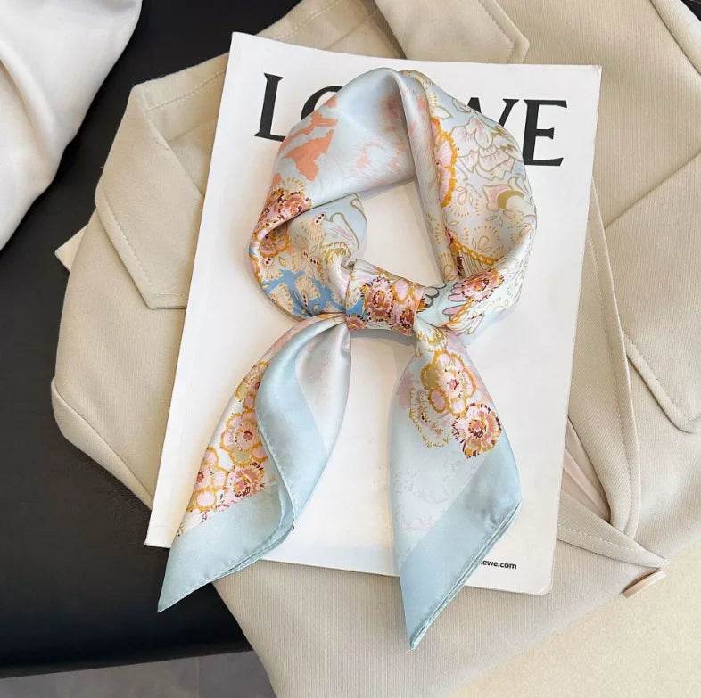 Women Fashion Versatile New Silk Scarves 70x70cm Square Scarf Korean Version Neck Protection Spring and Autumn Vintage Scarf - AIAZ