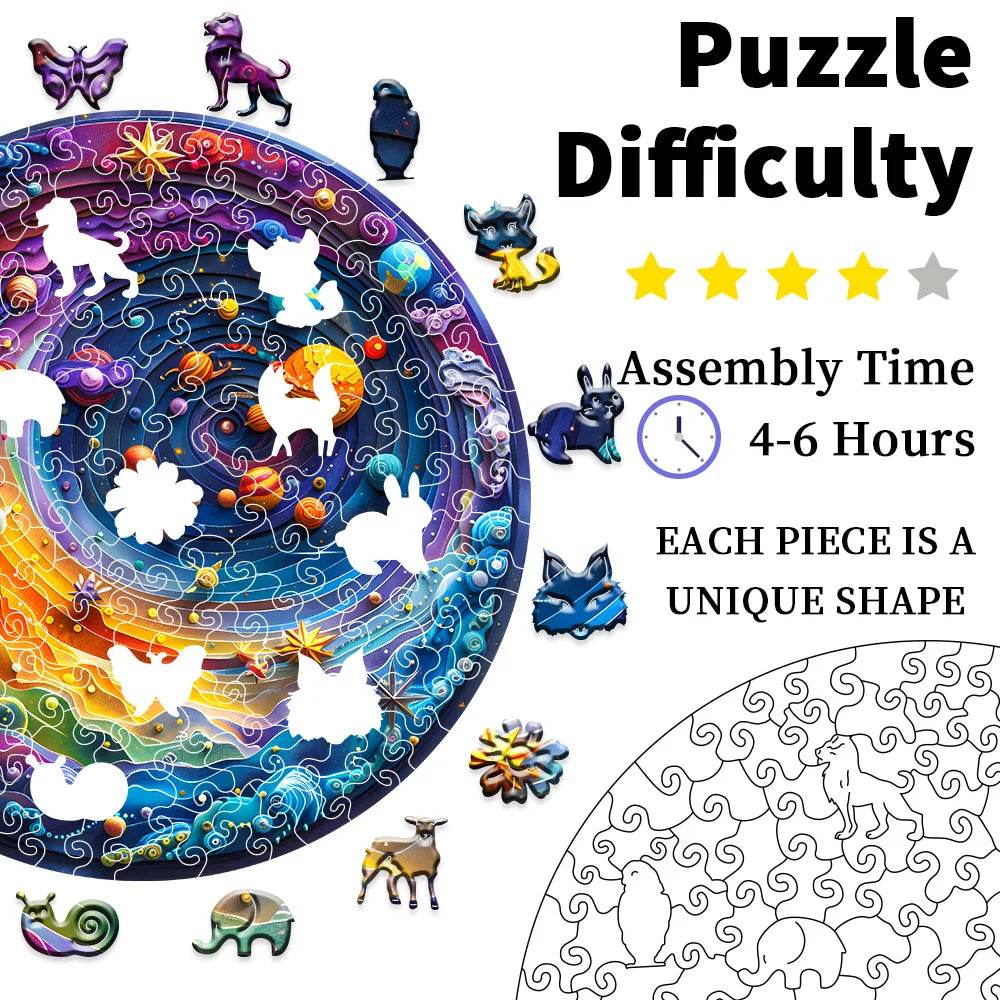 A Space Themed Wooden Puzzle Suitable For Adults - Challenging Irregular Shaped Intellectual Puzzle, Environmentally Friendly - AIAZ